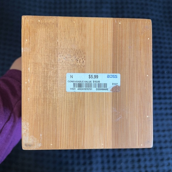 FLORAL KITCHEN UTENSIL STORAGE SQUARE WOODEN CONTAINER - Picture 3 of 3